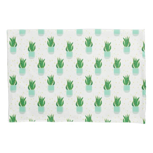 ポッテサンセビリアスネークプラントプリント 枕カバー (正面)