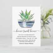 ポッテッドアロエヴェラプラント引っ越し祝いパーティーパーティー 招待状 (スタンド正面)