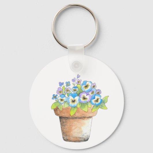 ポッテッドウォーターカラーパンジー キーホルダー (正面)