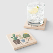 ポッテッドサボスカスタムの石コースター ストーンコースター (横)