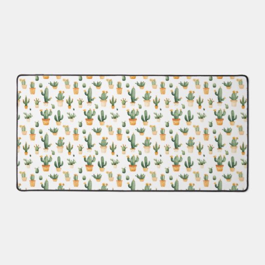 ポッテッドサボテンの白 デスクマット (正面)