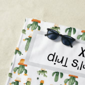 ポッテッドサボテンの白 ビーチタオル (インサイチュ)