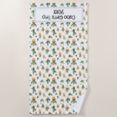 ポッテッドサボテンの白 ビーチタオル (正面)