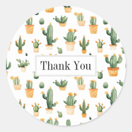 ポッテッドサボテンの白 ラウンドシール