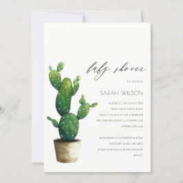 ポッテッドサボテン緑の葉ベビーシャワー招待状 サンキューカード