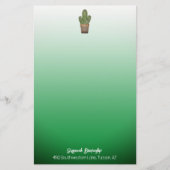 ポッテッドサボテン緑グラデーションテンプレート両面 便箋 (正面)