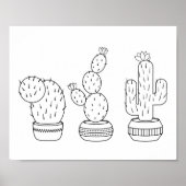 ポッテッドサボテン – Cactus Plants Coloring Page ポスター (正面)