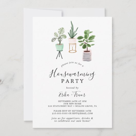 ポッテッドハウスプラントズ引っ越し祝いパーティーパーティー 招待状 (正面)