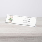 ポッテッドフローラハウスプラントウォーターカラーボタニカル デスクネームプレート (正面)