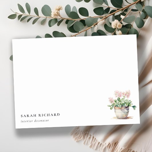 ポッテッドフローラハウスプラントウォーターカラーボタニカル ノートカード