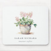 ポッテッドフローラハウスプラントウォーターカラーボタニカル マウスパッド (正面)