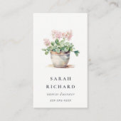 ポッテッドフローラハウスプラントウォーターカラーボタニカル 名刺 (正面)