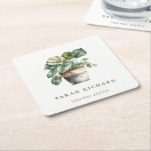 ポッテッドリービーハウス植物水彩植物学 スクエアペーパーコースター (アングル)