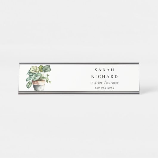 ポッテッドリービーハウス植物水彩植物学 デスクネームプレート (正面)