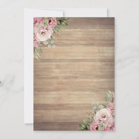 ポットとマグカップの花柄 ウッド ベイビー シャワー 招待状 (裏面)