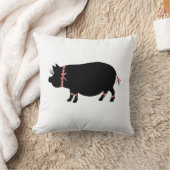 ポットによって膨らまされるブタ(赤いリボン) クッション (ブランケット)