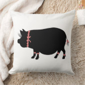 ポットによって膨らまされるブタ(赤い) クッション (ブランケット)