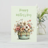 ポットに入った花の優しいシャビーな可愛い母の日 シーズンカード (スタンド正面)