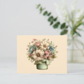 ポットに入った遊び心のある花がかわいい ポストカード (スタンド正面)