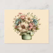 ポットに入った遊び心のある花がかわいい ポストカード (正面)