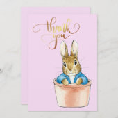 ポットに座るウサギのピーター サンキューカード (正面/裏面)