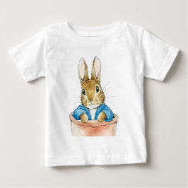 ポットに座るクラシックバニー ベビーTシャツ