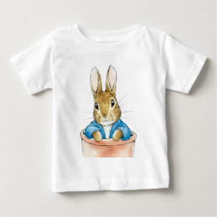 ポットに座るクラシックバニー ベビーTシャツ
