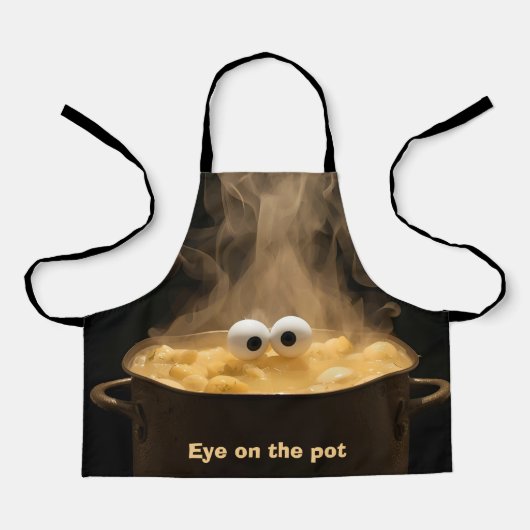 「ポットに目を向ける」おもしろいキッズ&ユースエプロン エプロン (正面)