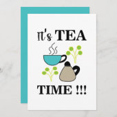 ポットのお茶の時間　レトロなティーパーティー 招待状 (正面/裏面)