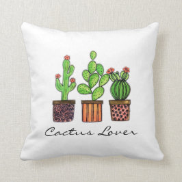 ポットのかわいい水彩画のサボテン クッション