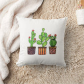 ポットのかわいい水彩画のサボテン クッション (ブランケット)