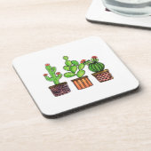ポットのかわいい水彩画のサボテン コースター (左側)