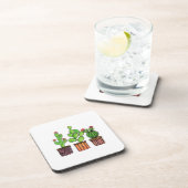 ポットのかわいい水彩画のサボテン コースター (右側)