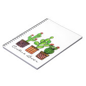 ポットのかわいい水彩画のサボテン ノートブック (左側)