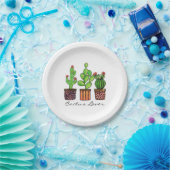 ポットのかわいい水彩画のサボテン ペーパープレート (パーティー)