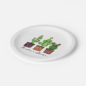 ポットのかわいい水彩画のサボテン ペーパープレート (アングル)