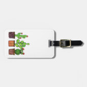 ポットのかわいい水彩画のサボテン ラゲッジタグ (正面横)