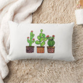 ポットのかわいい水彩画のサボテン ランバークッション (ブランケット)