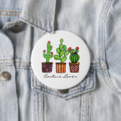 ポットのかわいい水彩画のサボテン 缶バッジ (インサイチュ)