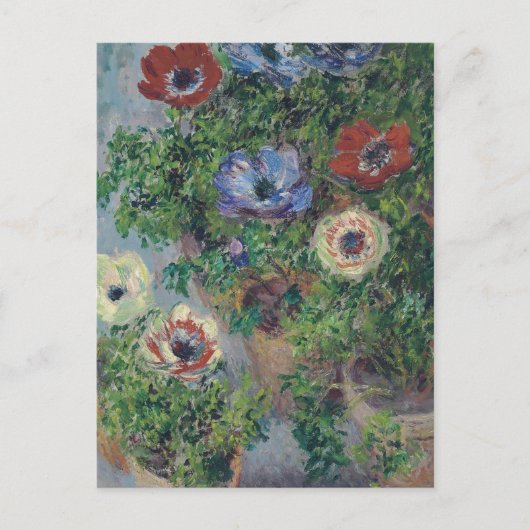ポットのアネモネス，クロード・モネ， 1885 ポストカード (正面)