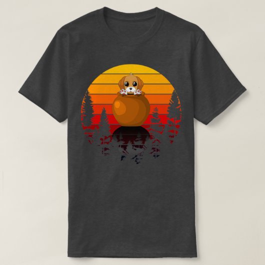 ポットの中の子犬 Tシャツ (デザイン正面)