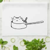 ポットの台所タオルの猫 キッチンタオル (折り畳み)