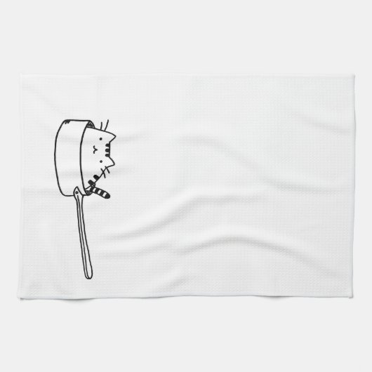 ポットの台所タオルの猫 キッチンタオル (横)