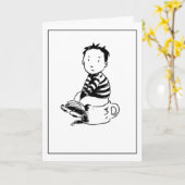 ポットの男の子 カード (黄色い花)