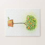 ポットの色彩の鮮やかな水彩画の柑橘類の木 ジグソーパズル (横)