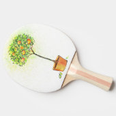 ポットの色彩の鮮やかな水彩画の柑橘類の木 卓球ラケット (横)