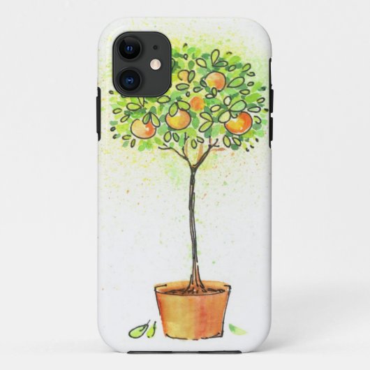 ポットの色彩の鮮やかな水彩画の柑橘類の木 Case-Mate iPhoneケース (裏面)