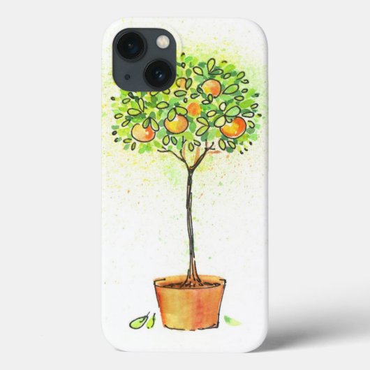 ポットの色彩の鮮やかな水彩画の柑橘類の木 Case-Mate iPhoneケース (裏面)