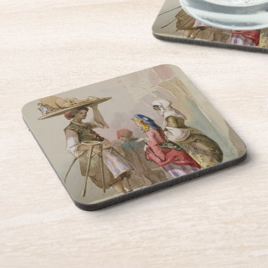 ポットの販売人、c.1855 コースター (左側)