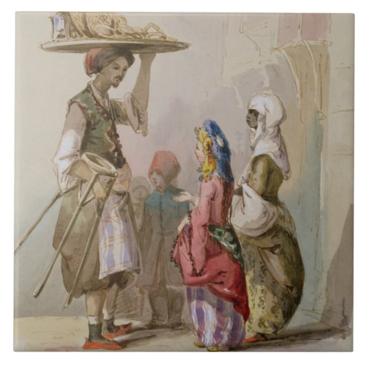 ポットの販売人、c.1855 タイル (正面)